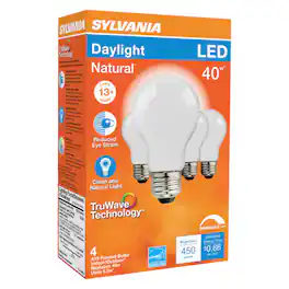 Sylvania - Natural A19 E26 (Medium) LED Bulb Daylight 40 Watt Equivalence 4 pk
