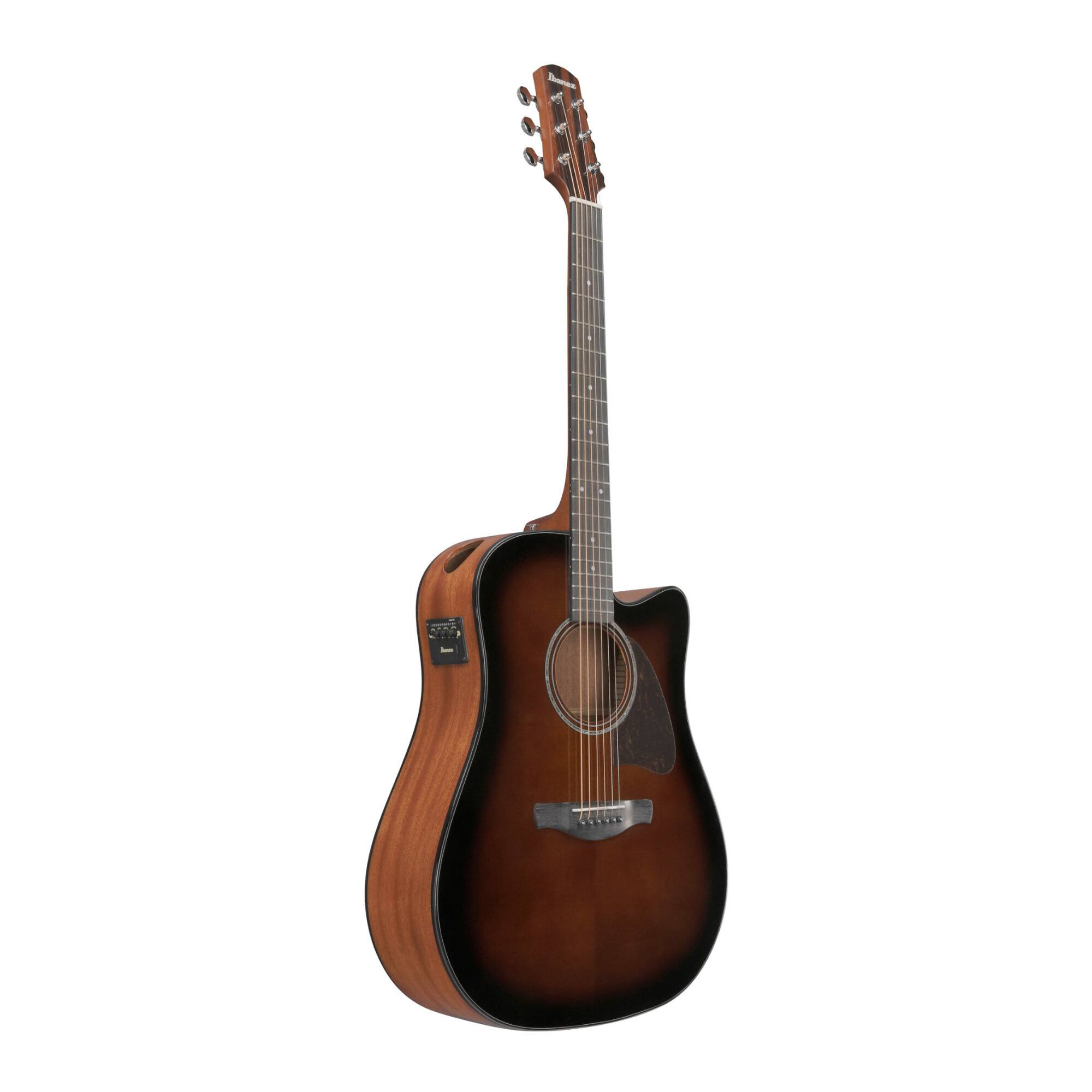 Left. Ibanez - Ibanez AAD51CE  Dark Violin Sunburst High Gloss Acoustic Electric Guitar.