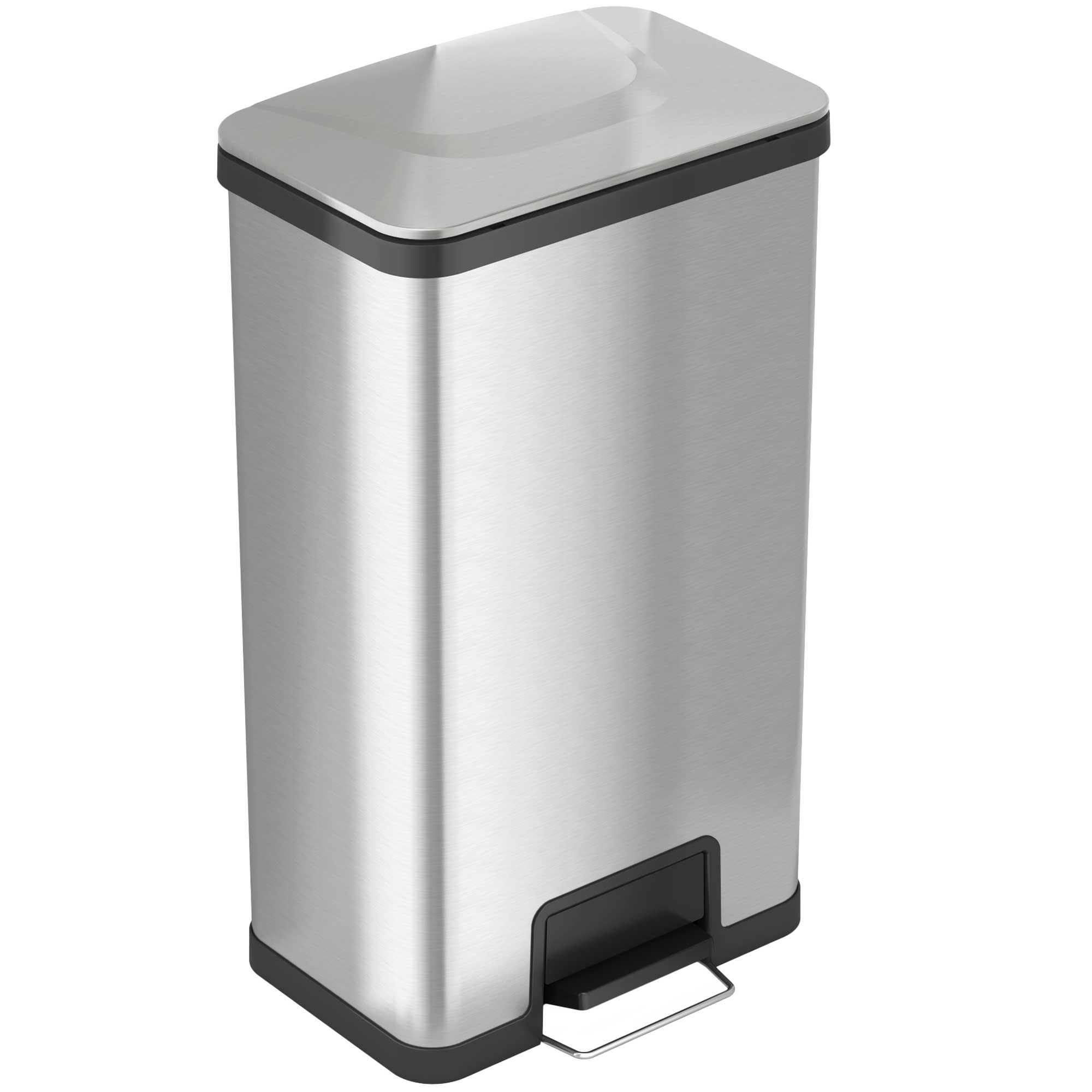 iTouchless - 18 Gallon AirStep Step Pedal Kitchen Trash Can with AbsorbX Odor Filter - Silver
