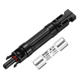 Unique Bargains - 25A Solar Fuse Holder 1000V Waterproof PV In-Line with Fuse for Solar Panel System - Black