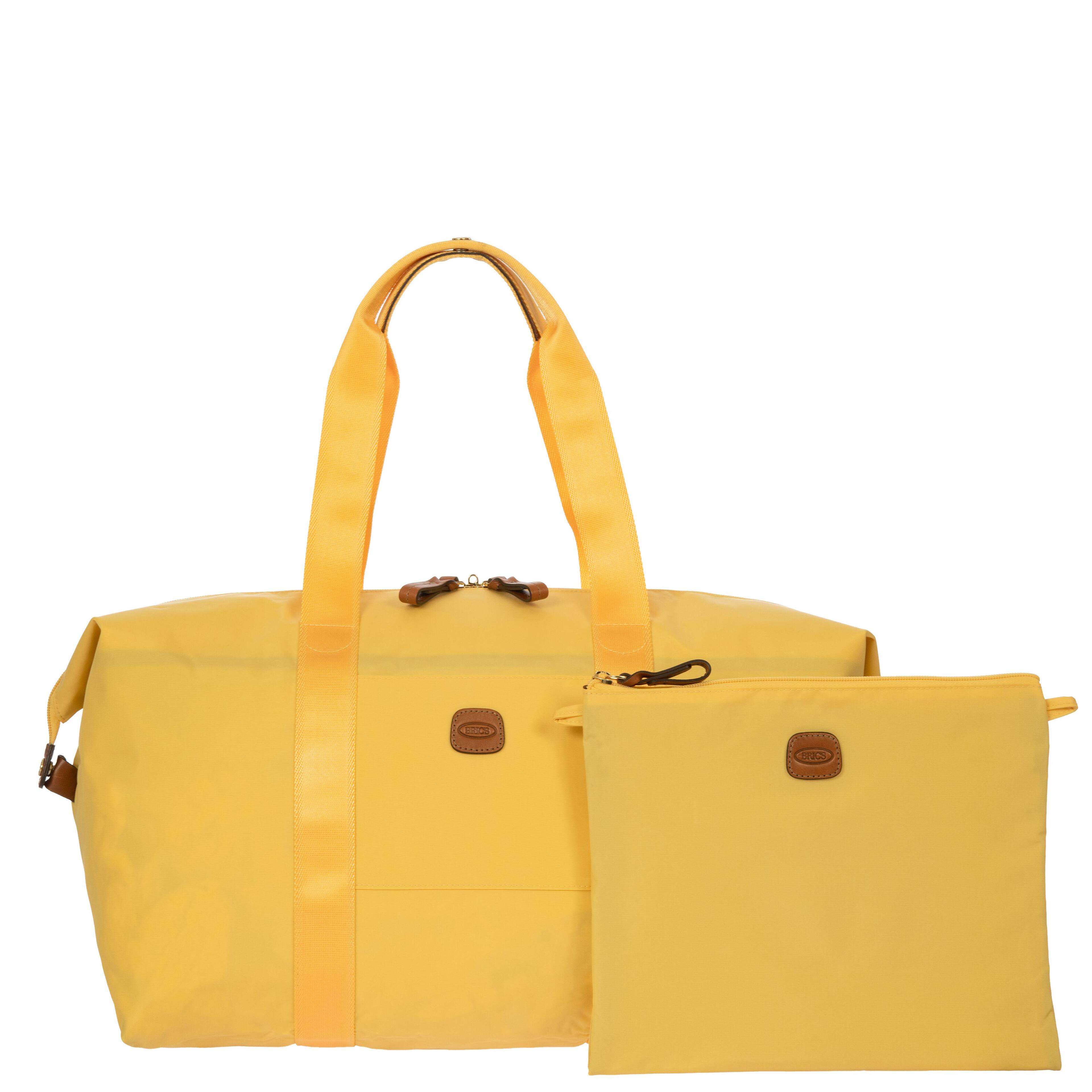 Angle. Bric's - Bric's X-Bag Carry On Folding Duffle Bags Lemon, 22" - Lemon.