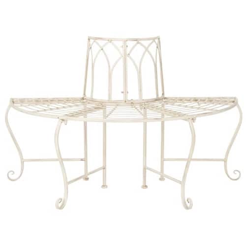 SlickBlue - Outdoor Half-Circle Tree Bench for Patio and Garden Seating - White