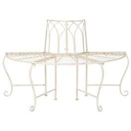 SlickBlue - Outdoor Half-Circle Tree Bench for Patio and Garden Seating - White