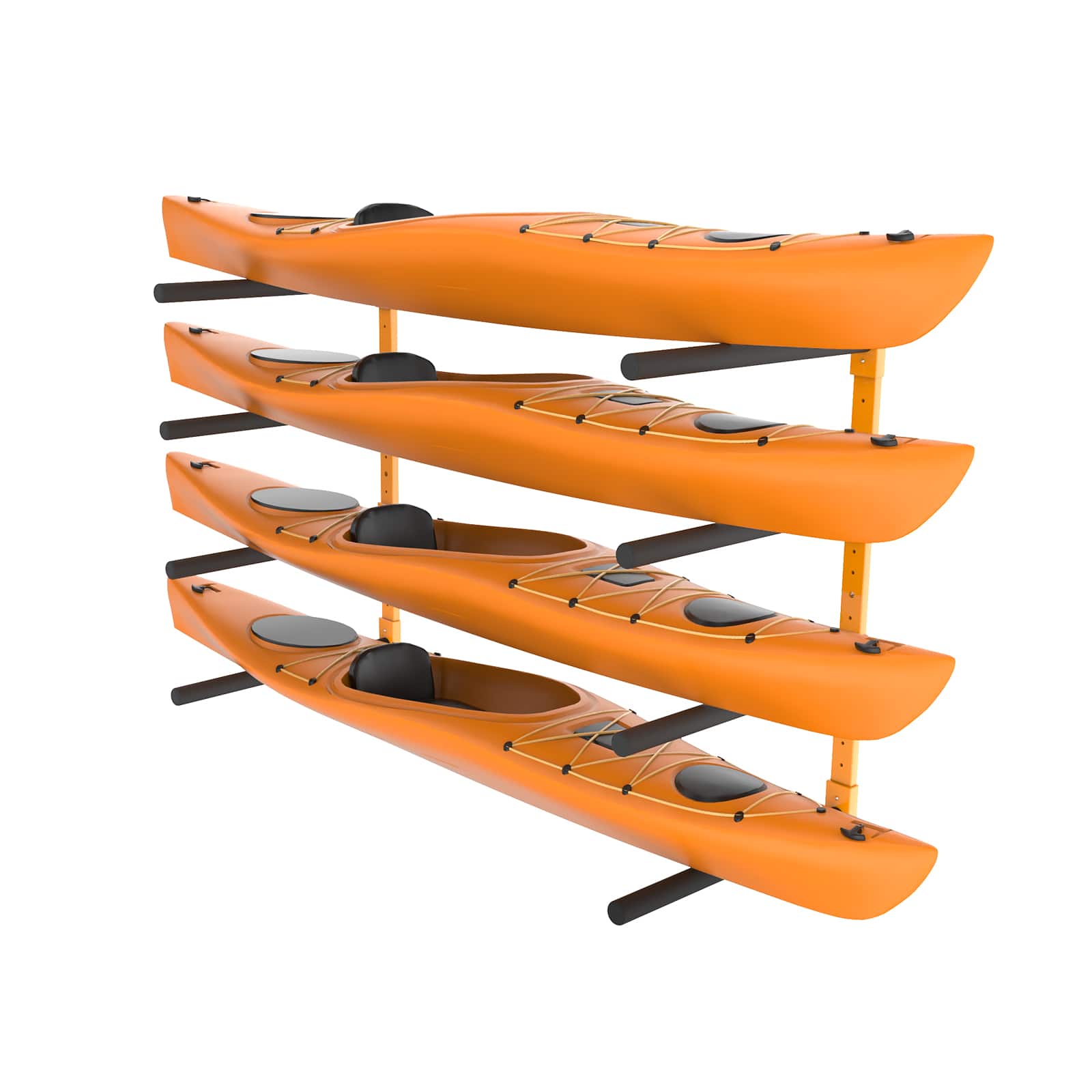 VEVOR - Wall Kayak Storage Rack, 4-Capacity Wall Mounted Kayak Holders for Kayak Canoe Paddle Board, Kayak Storage Hooks - Black;Orange