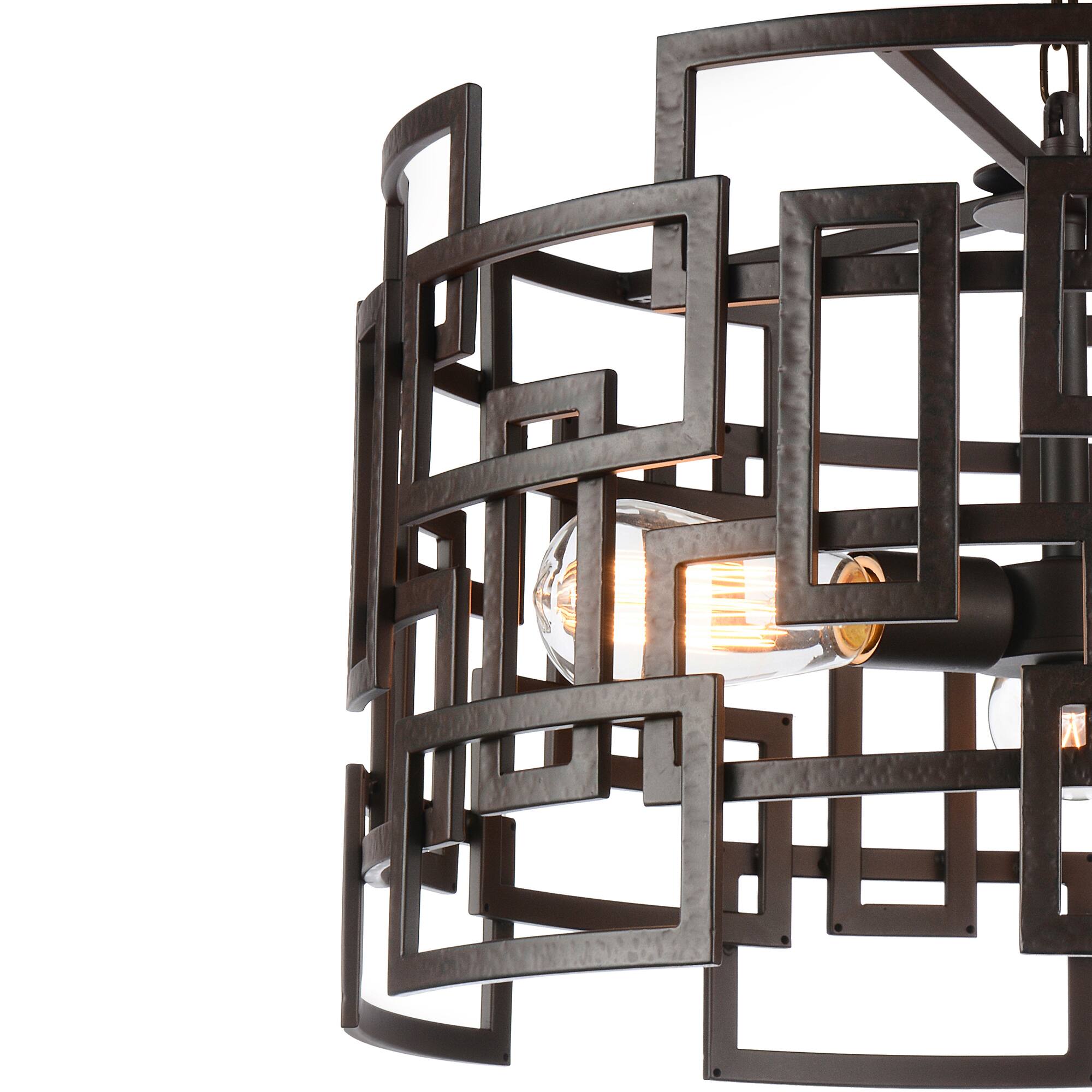 Back. CWI Lighting - Litani 4 Light Down Chandelier With Brown Finish - Brown.