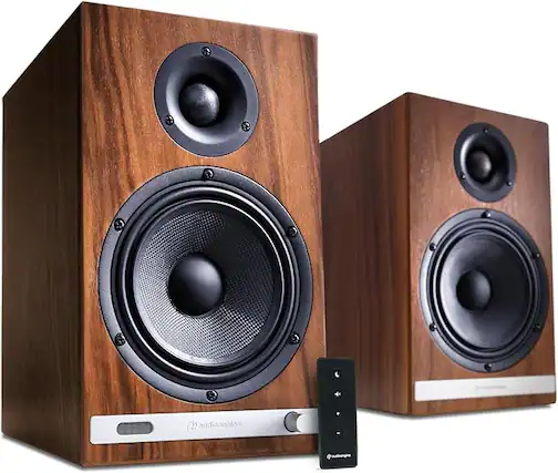 Front. Audioengine - HD6 Home Music System w/ Bluetooth aptX-HD - Walnut.