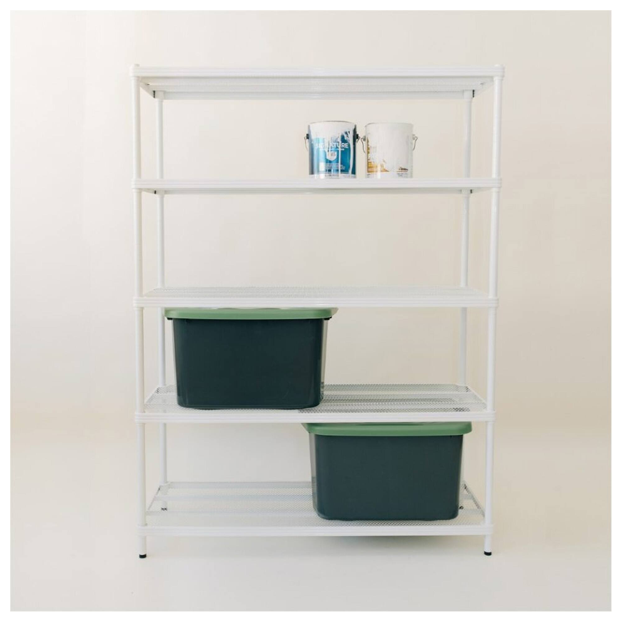 Alt View 2. Design Ideas - Design Ideas MeshWorks 5 Tier Shelving Unit Rack, Metal Storage Shelves, White - White.