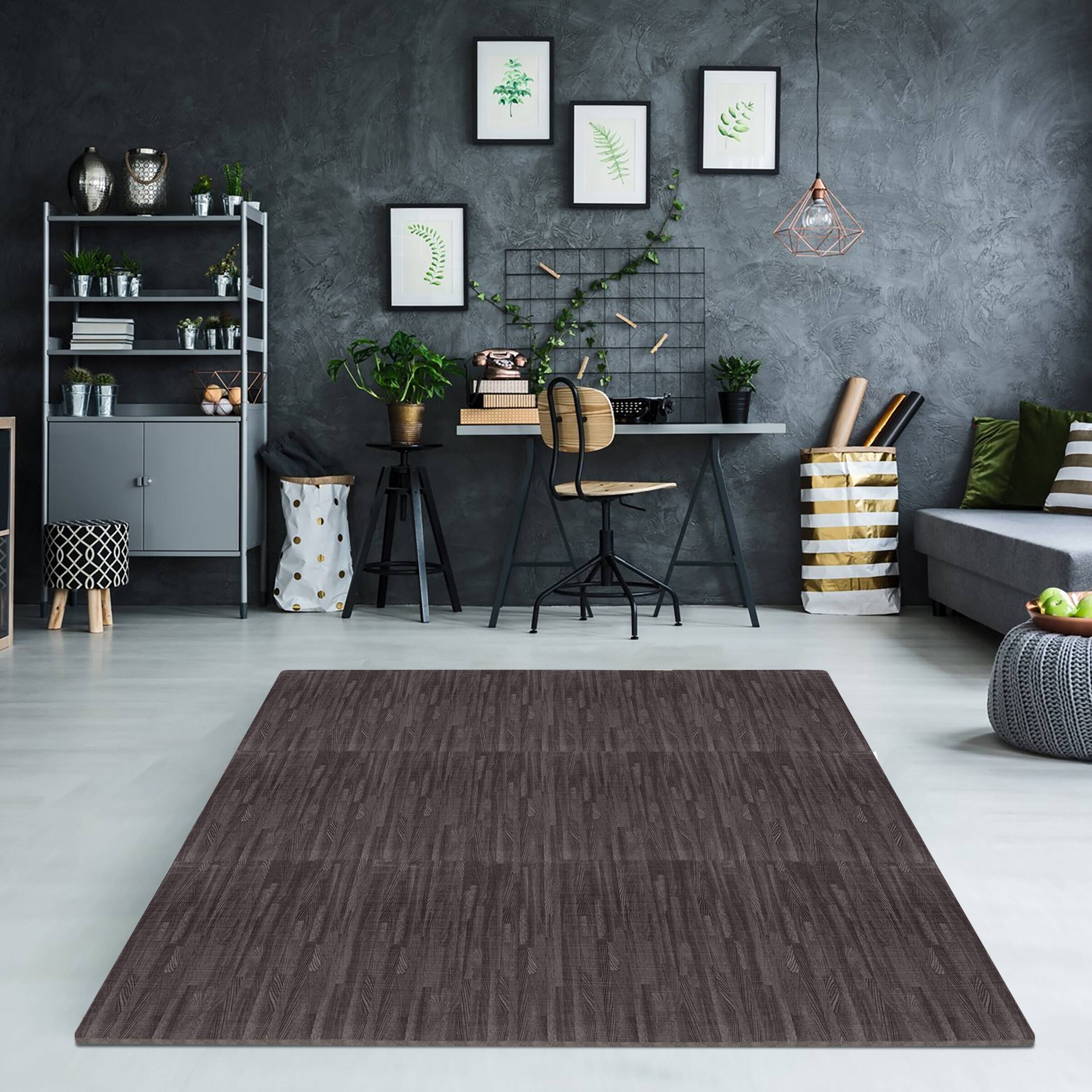 Alt View 4. Sorbus - Sorbus Wood Grain Floor Mats Foam Interlocking Mats Each Tile 1 Square Foot 3/8-Inch Thick Flooring Wood Mat Tiles - Carbon.