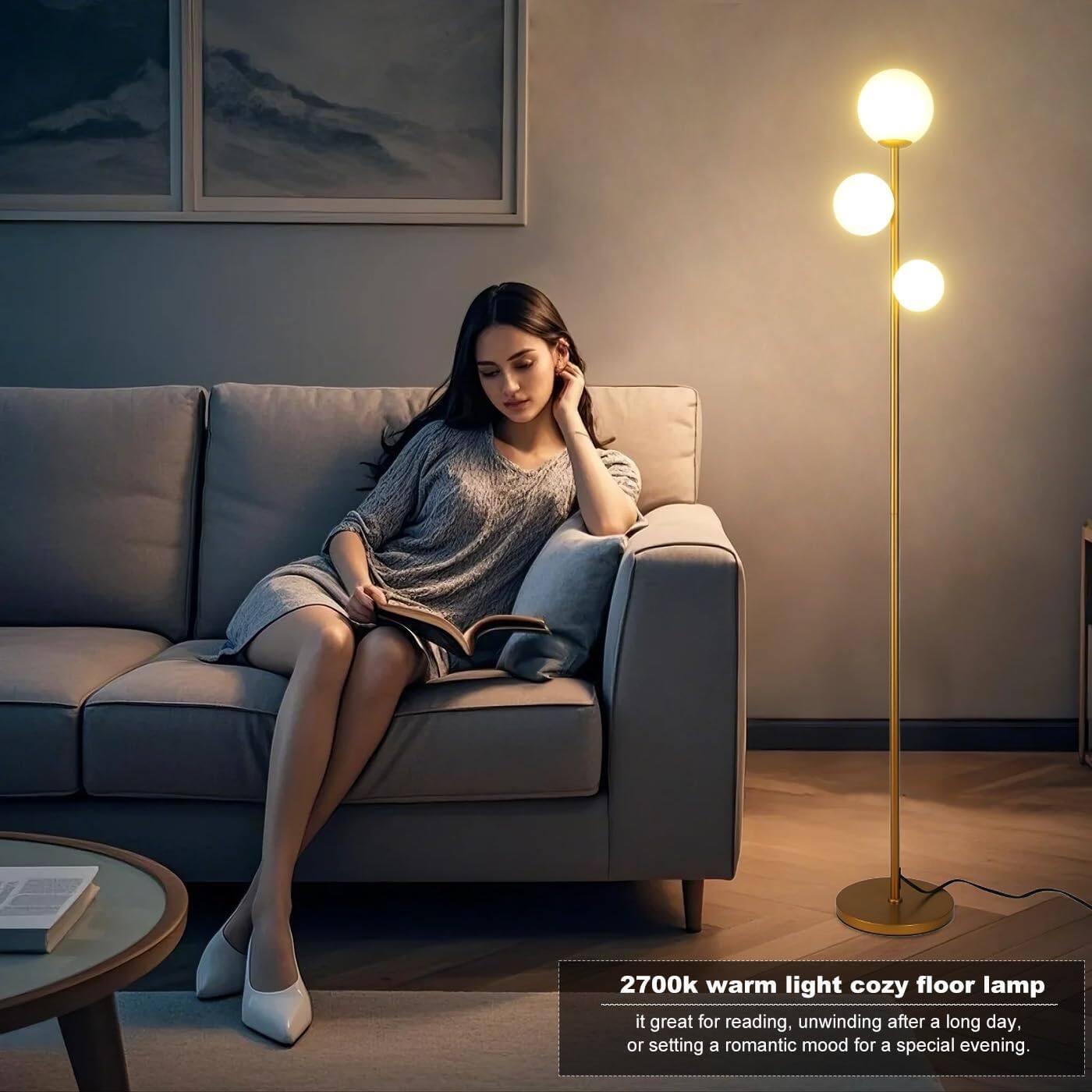 2700k warm light cozy floor lamp  
it great for reading, unwinding after a long day, or setting a romantic mood for a special evening.