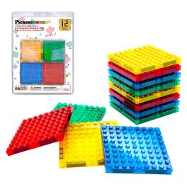 PicassoTiles - PICASSO-TILES Magnetic Tiles and Brick Compatible, Educational Building Block Set for Kids, 12pc