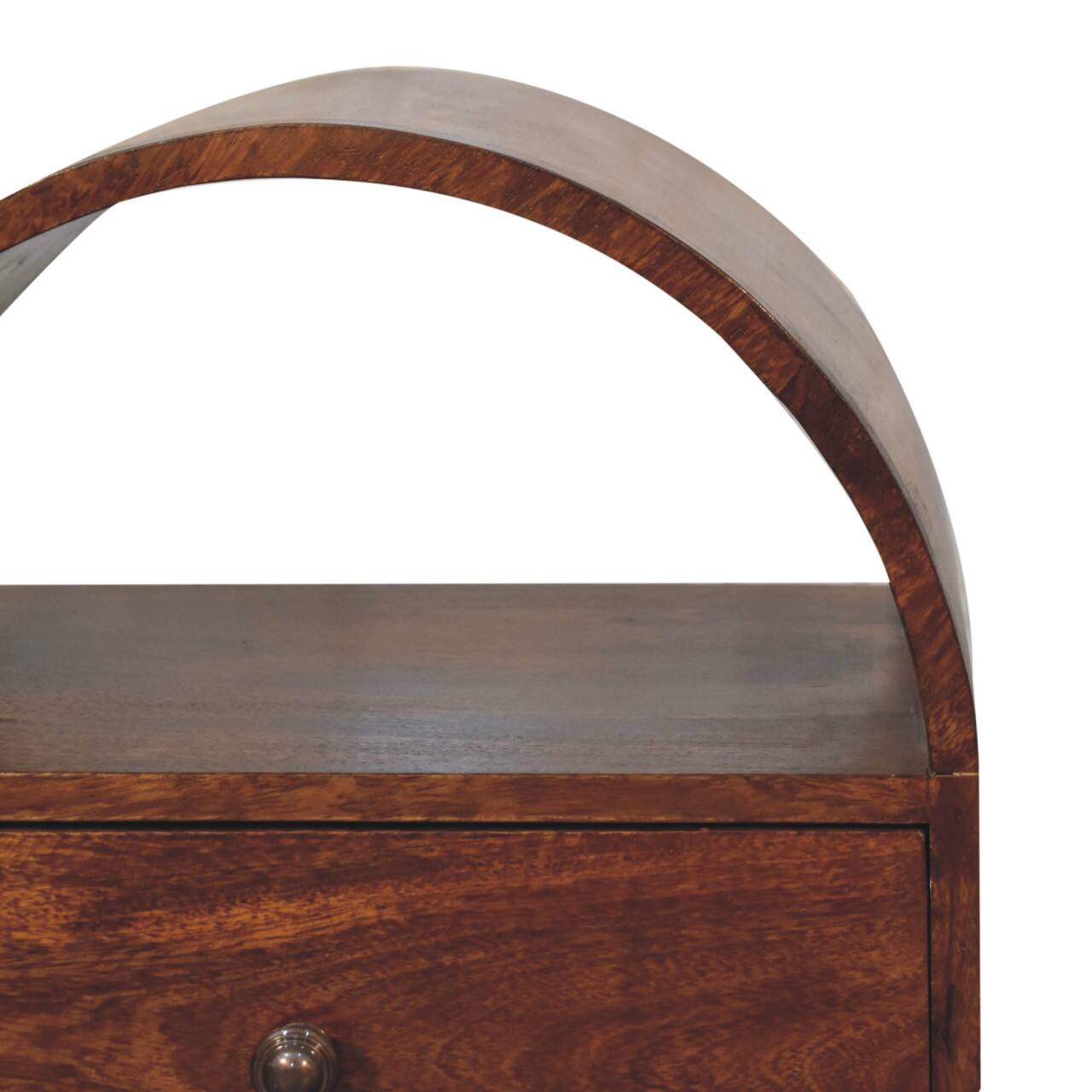 Alt View 1. Artisan Furniture - Artisan Furniture Solid Wood Chestnut Dome Bedside, 1 Drawer, Dark Brown - Dark Brown.