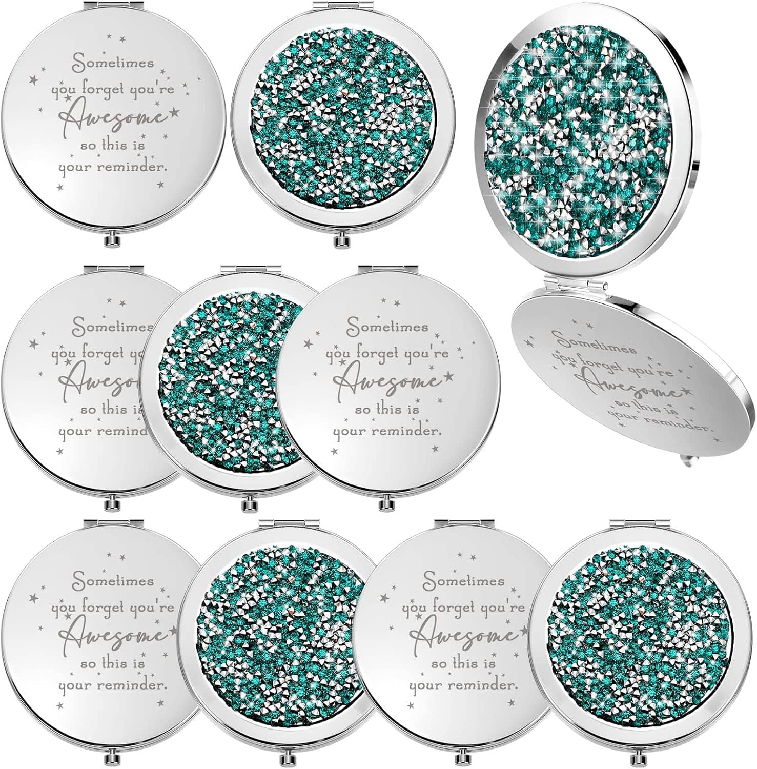 Stamp n Camp - Roowest 10 Pcs Inspirational Compact Mirror You're Awesome Reminder Appreciation Gifts for Women Employee Coworker Bulk - White-20"L x 22"W