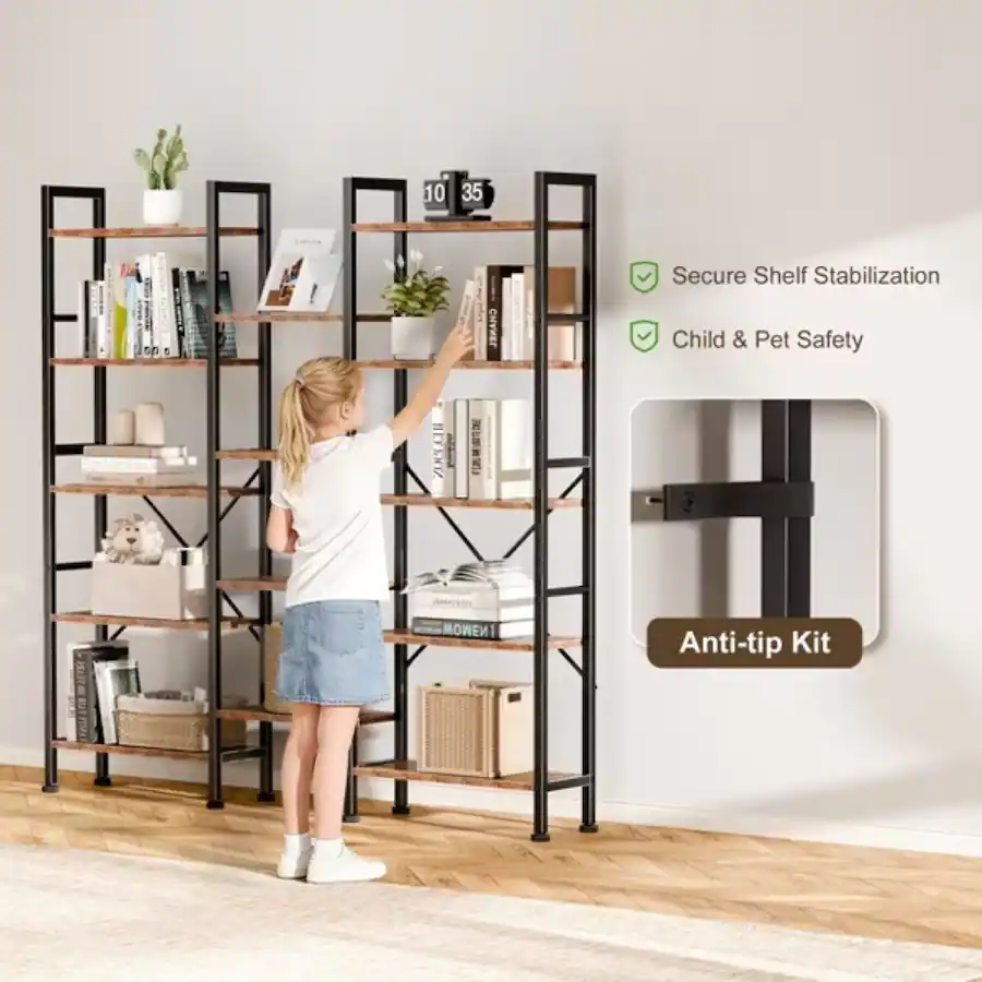 Furnulem Industrial Storage Organizer Bookcase with Open Display ...