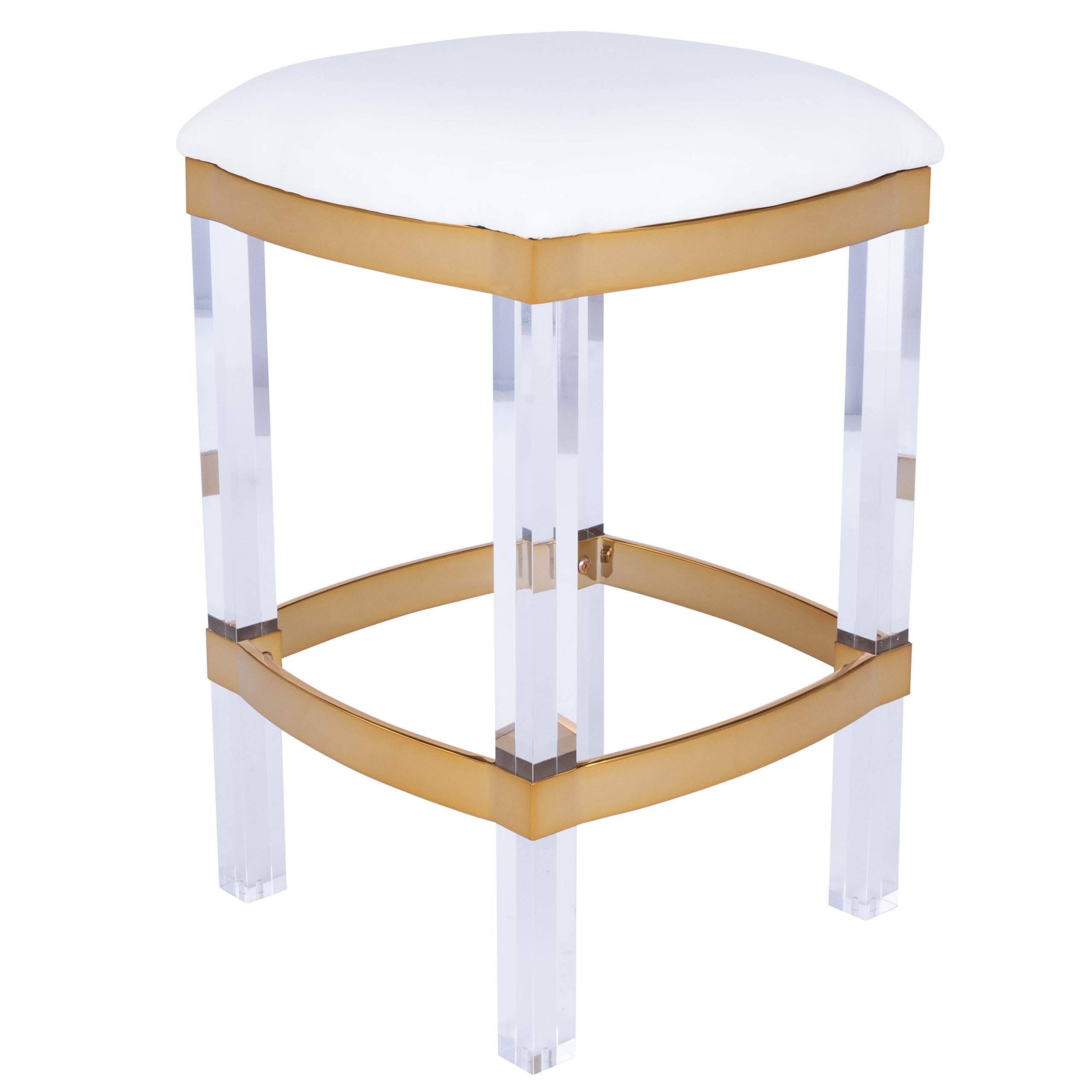 Front. Butler Specialty - Jordan Acrylic & Polished Brass 24" Counter Stool - White.