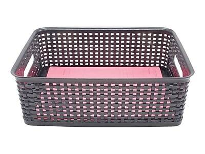 Front. Advantus - Advantus Weave Plastic Bin, Black, 2/Pack - Black.