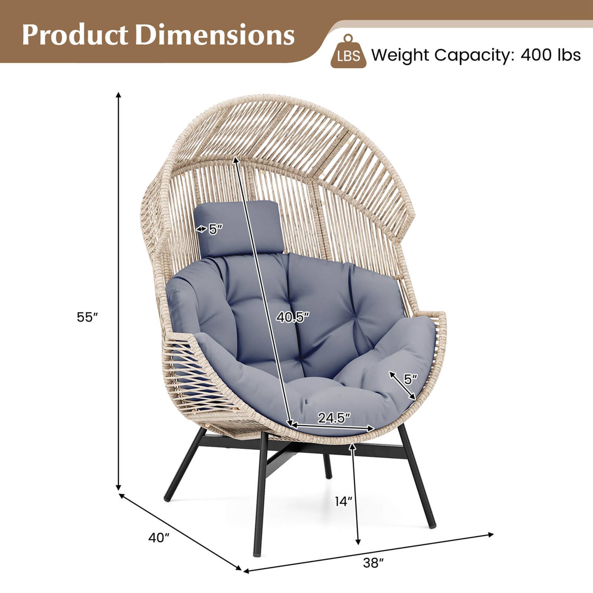 Product Dimensions  
Weight Capacity: 400 lbs  

- Height: 55"  
- Width: 40"  
- Depth: 38"  
- Seat Height: 14"  
- Seat Width: 24.5"  
- Back Height: 40.5"  
- Armrest Height: 5"  
- Armrest Width: 5"