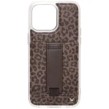 Front. Walli Cases - Shadow Leopard Phone Case with Wallet and Finger Strap for Samsung S25 - Shadow Leopard.