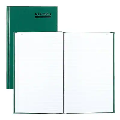 Front. National Brand - Rediform Emerald Series Record Book, 7.31"W x 11.88"H, Green, 250 Sheets/Book - Green.