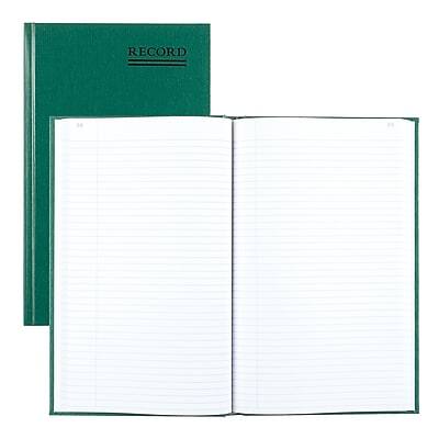 Front. National Brand - Rediform Emerald Series Record Book, 7.31"W x 11.88"H, Green, 250 Sheets/Book - Green.