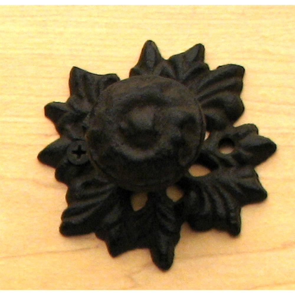 Front. BreeBe - Cast Iron Leaf Drawer Pull Set of 6 - Black.