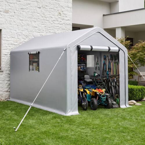 Winado - 8x10FT Bike Tent, Outdoor Portable Bicycle Storage Sheds Waterproof Cover for 2-3 Bikes, Storage Cover - Gray