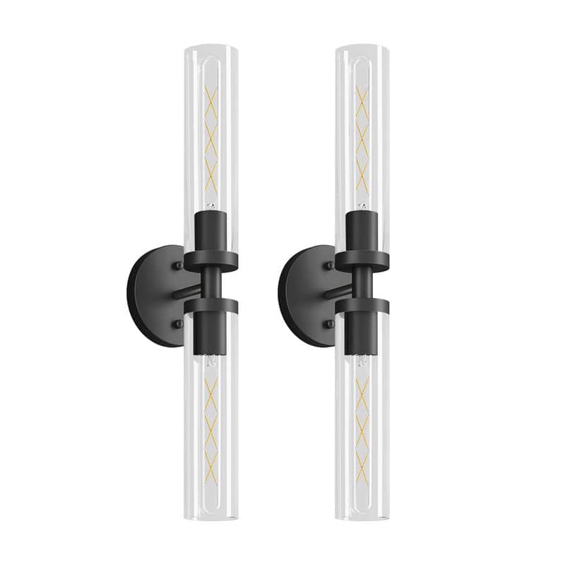 "Adewalk - 22"" Hardwired 2‑Pack Wall Sconces, Clear Glass Shade Modern Lights for Bathroom, Bedroom, Hallway & Living Room - Black" price history on PriceWatchPro