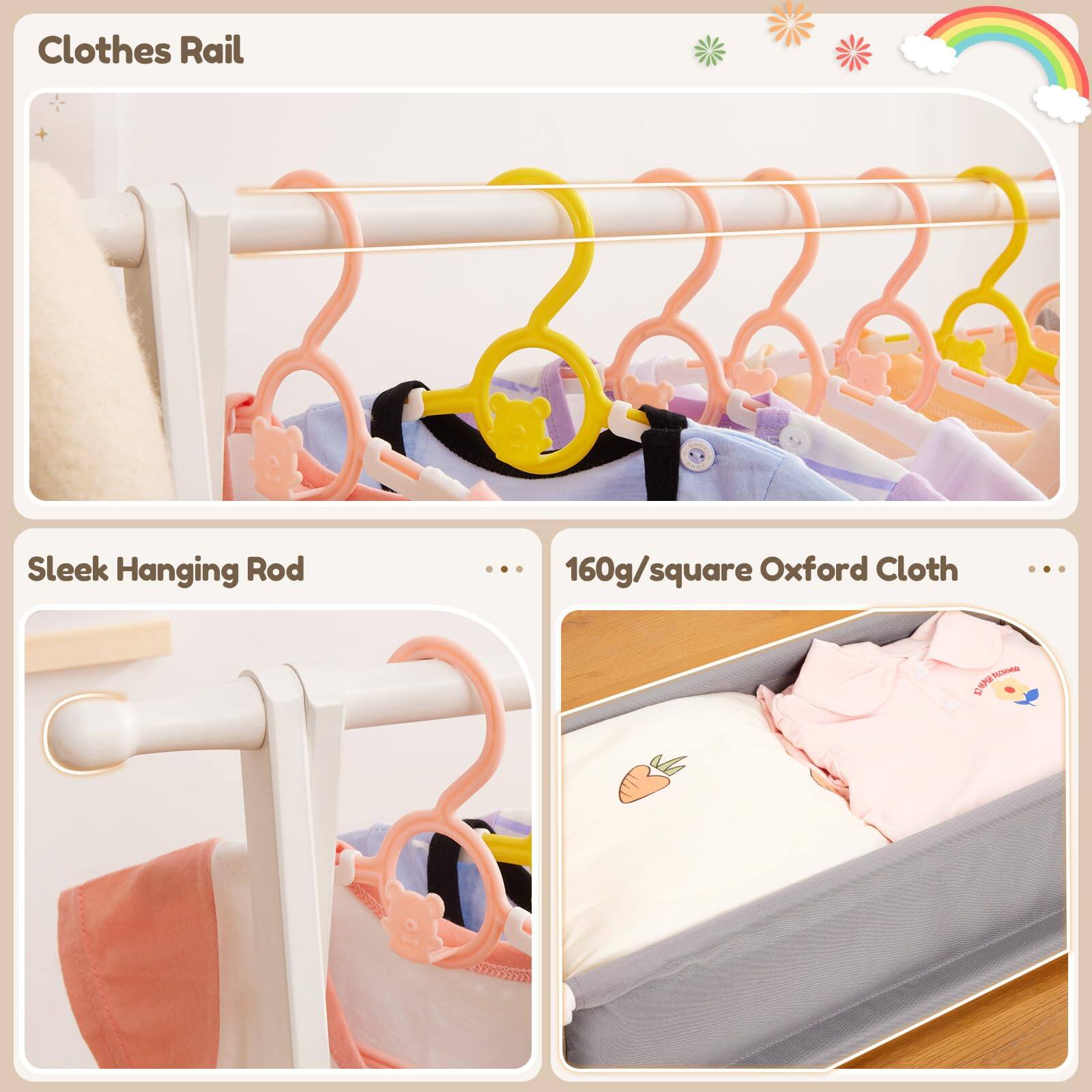 Clothes Rail  
Sleek Hanging Rod  
160g/square Oxford Cloth