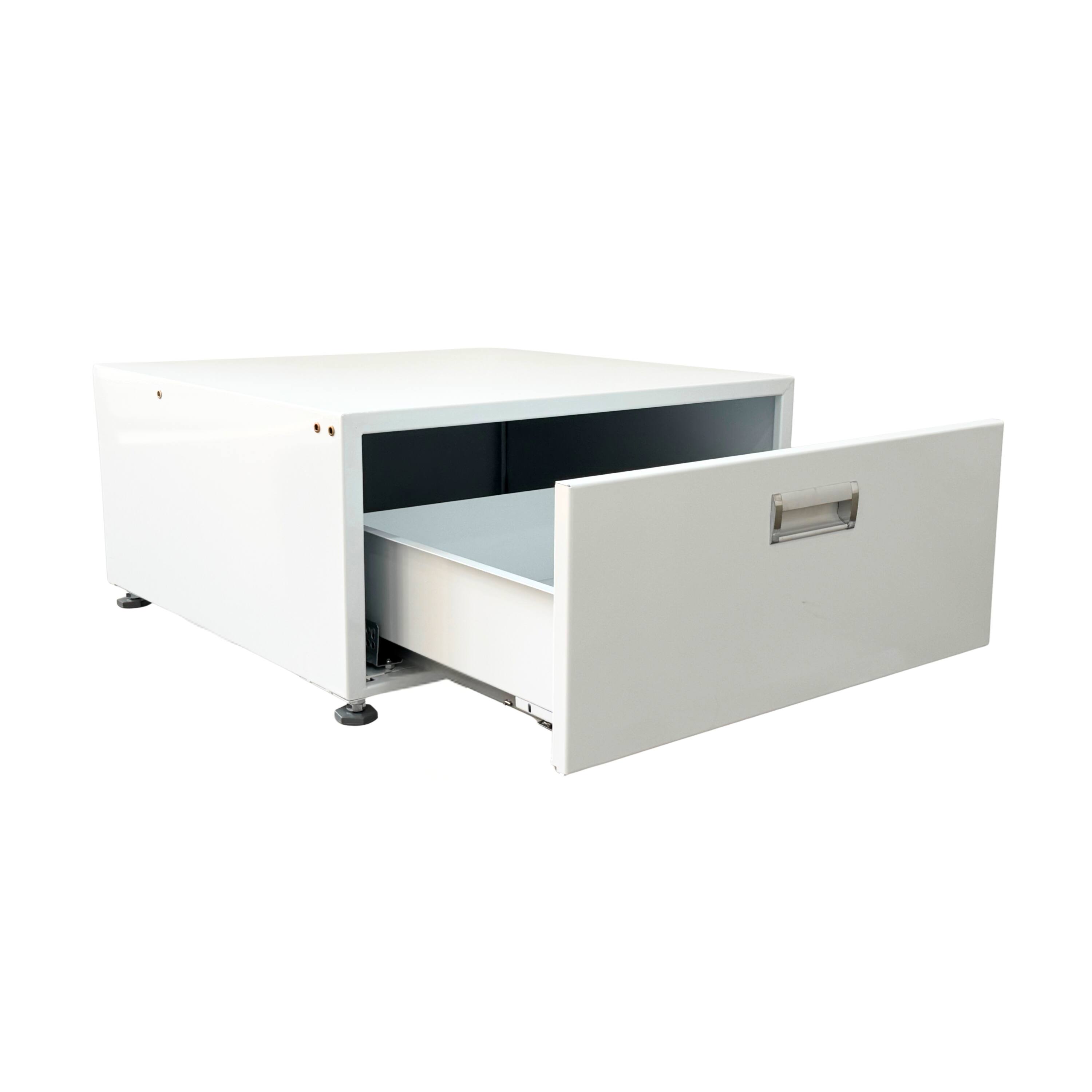 Alt View 1. Equator - Equator 24in Laundry Pedestal 13 inch tall + Rollout Storage Drawer Adjustable feet - WHITE.