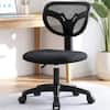 Front. Celtoss - Small Desk Chair, Armless Home Office Chair with Padded Seat, Swivel Ergonomic Computer Chair with Adjustable Height - Black.