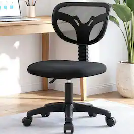Neo Chair - Small Desk Chair, Armless Home Office Chair with Padded Seat, Swivel Ergonomic Computer Chair with Adjustable Height - Black