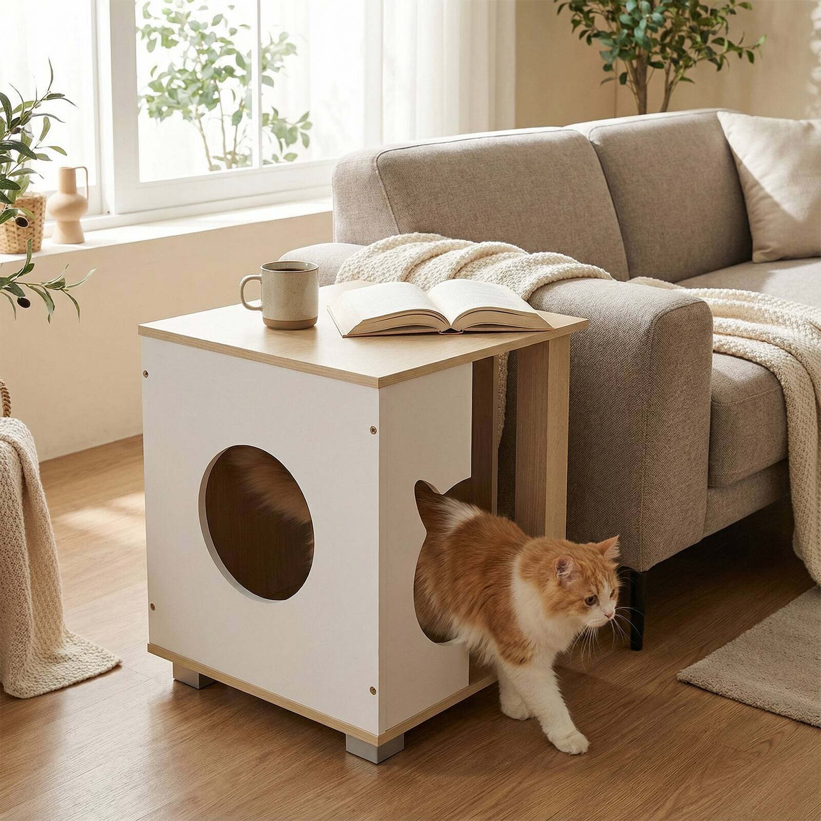 Alt View 4. Gymax - Gymax Cat Bed Side Table w/Head-shaped Entry & Metal Legs Modern End Table Nightstand - Yellow.