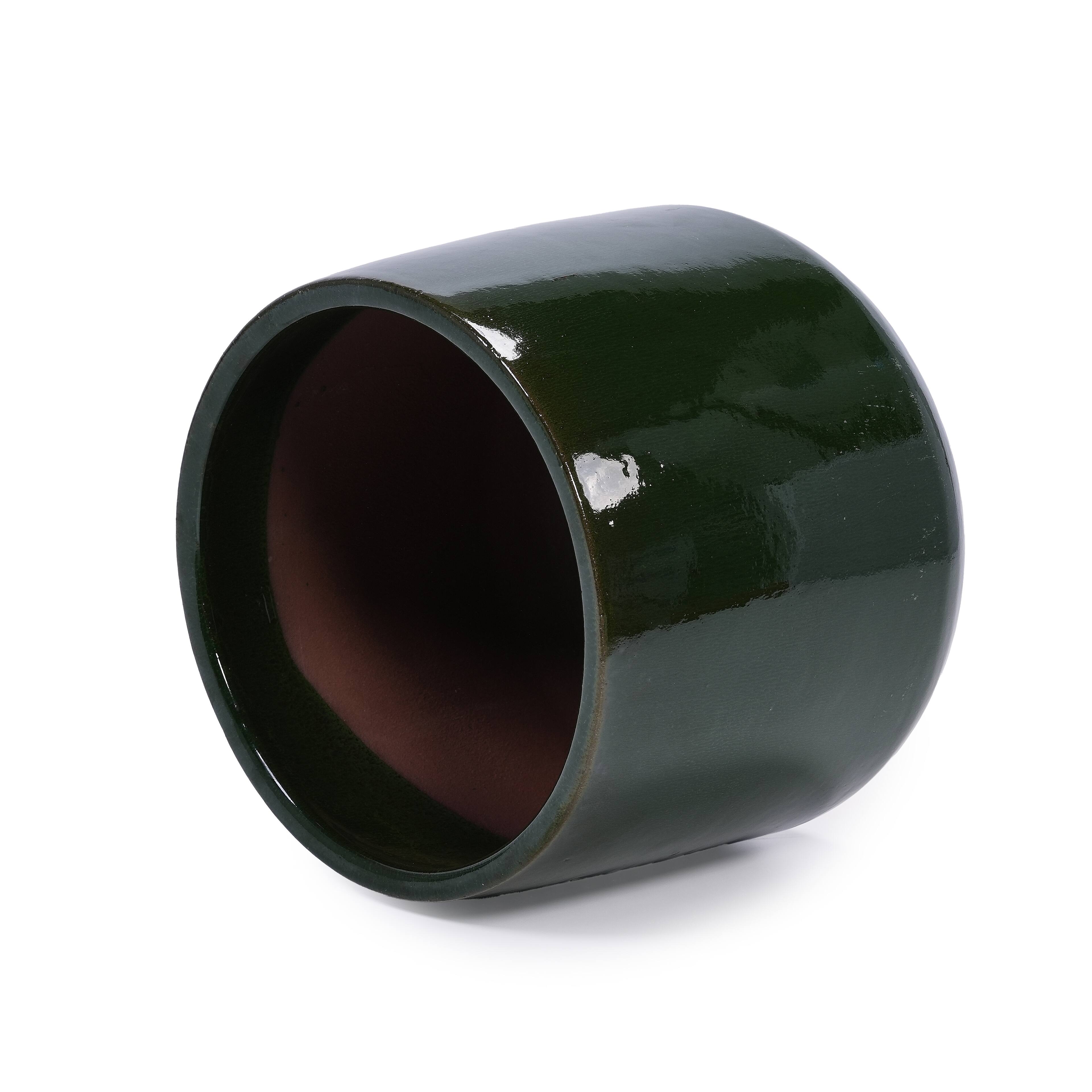 Alt View 7. Loheer - Ceramic Planter Set Loheer Handmade Glazed Plant Pots Set of 4 Deep Green Clay Pots with Drainage for Indoor Outdoor.