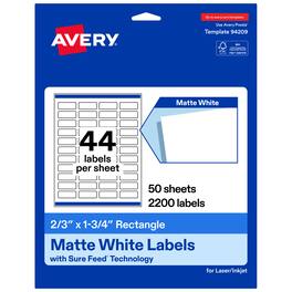 Avery - Avery® Matte Rectangle Labels, 2/3" x 1-3/4", 2,200 Labels - White