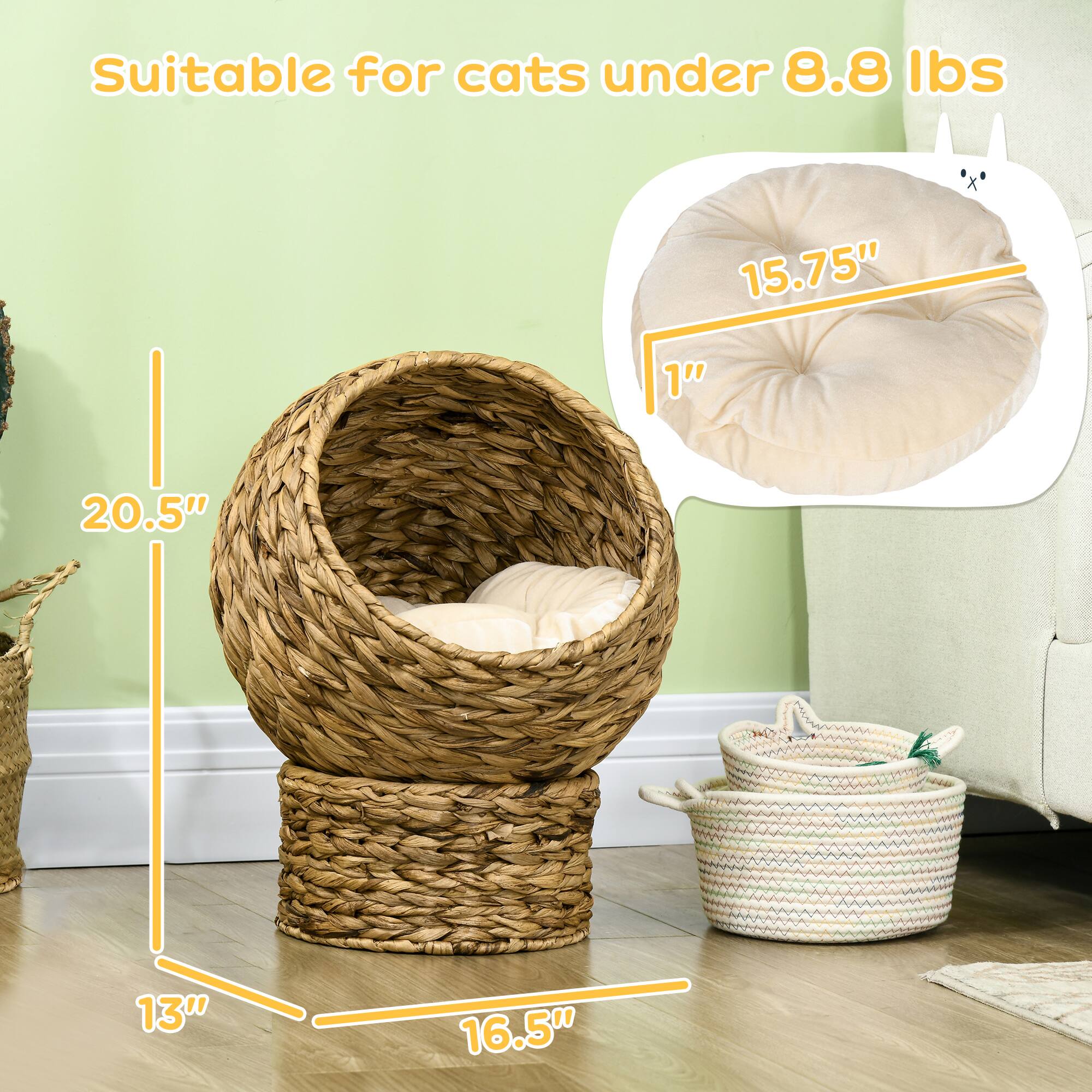 Suitable for cats under 8.8 lbs

20.5"  
13"  
16.5"  
15.75"  
1"