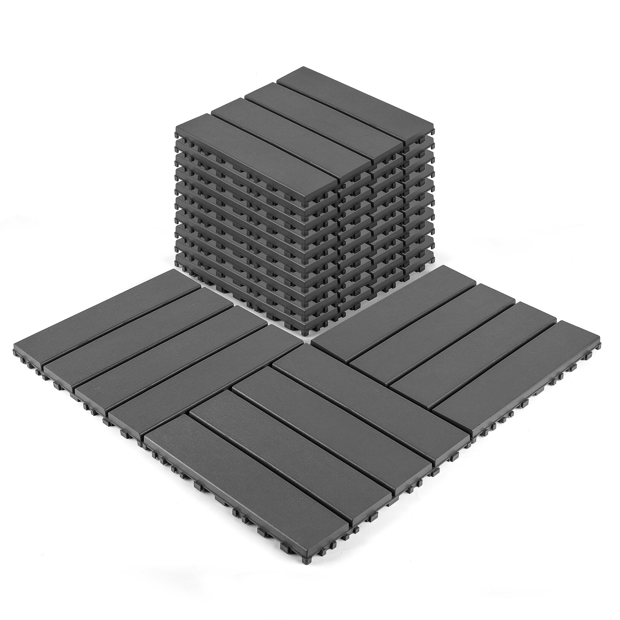 Mondawe - 44 packs 12 x 12 inches Plastic interlocking decking tiles - Dark Gray price history on PriceWatchPro