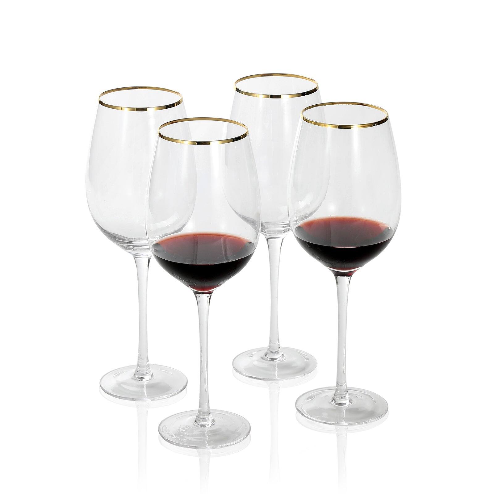 Front. BreeBe - Gold Rim Wine Glasses set of 4 - Clear.