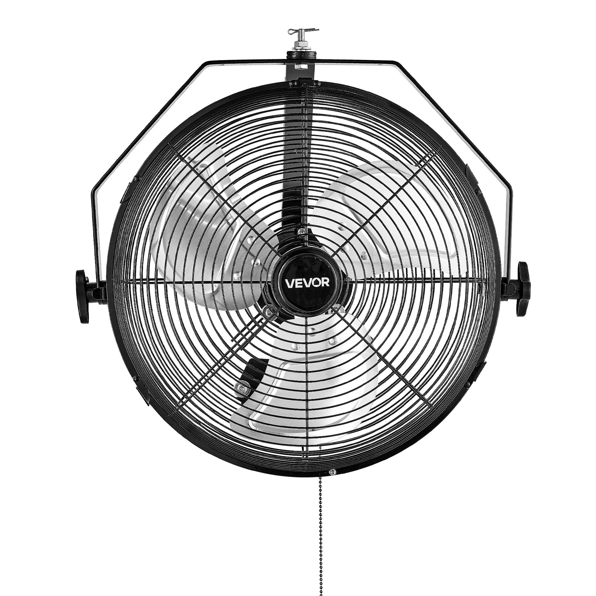 Alt View 5. VEVOR - 14 Inch Industrial Wall Mount Fan, High Velocity 2473 CFM Outdoor Fan with 3 Speeds, Waterproof IP44 Garage Wall Fan - Black,Silver.