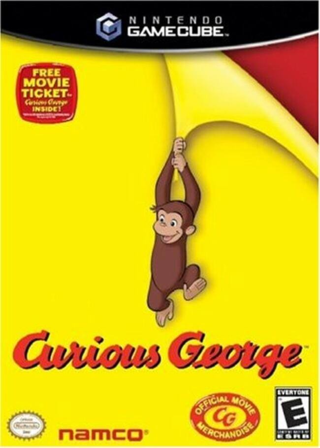 NINTENDO GAMECUBE  
FREE MOVIE TICKET INSIDE!  
Curious George  
EVERYONE OFFICIAL CG MOVIE MERCHANDISE  
namco  
ESRB