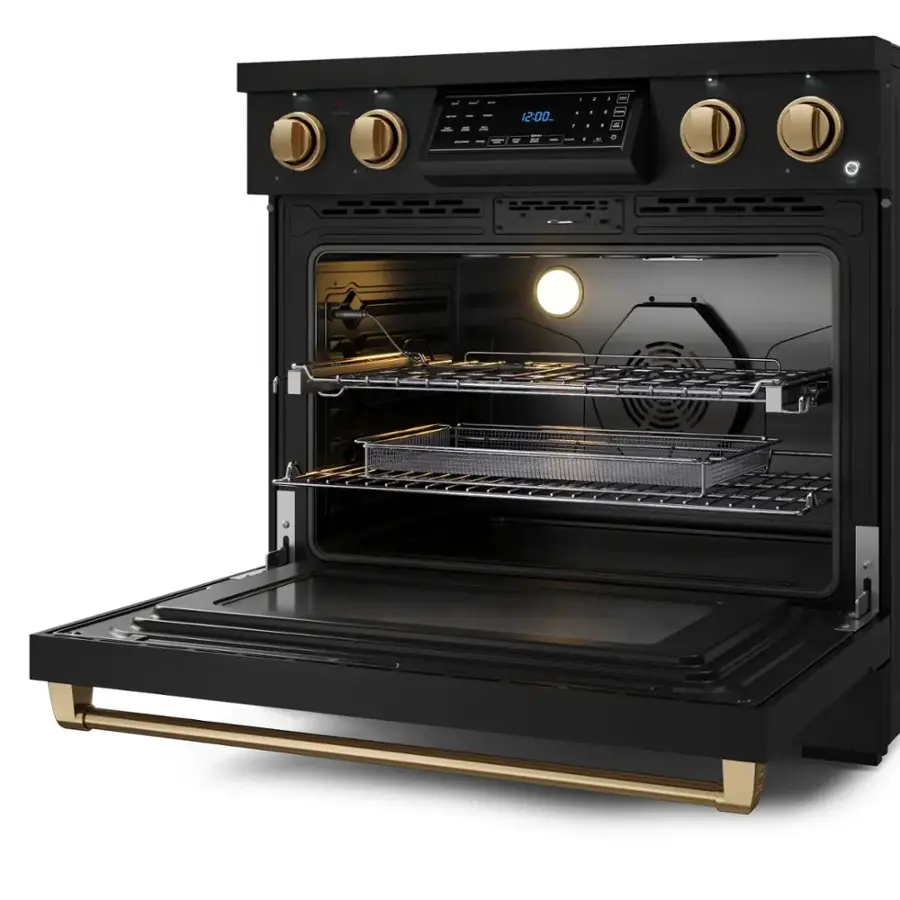 Alt View 12. Thor Kitchen - Gordon Ramsay Series by Thor Kitchen 6.0 Cu. Ft Freestanding Electric Range with Bronze Hardware - Black.