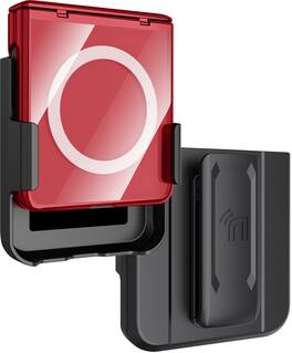 Nakedcellphone - Combo for Samsung Galaxy Z Flip 7 Phone - Case with Built-In Screen/Hinge Protector and Belt Clip Holster Holder - Red
