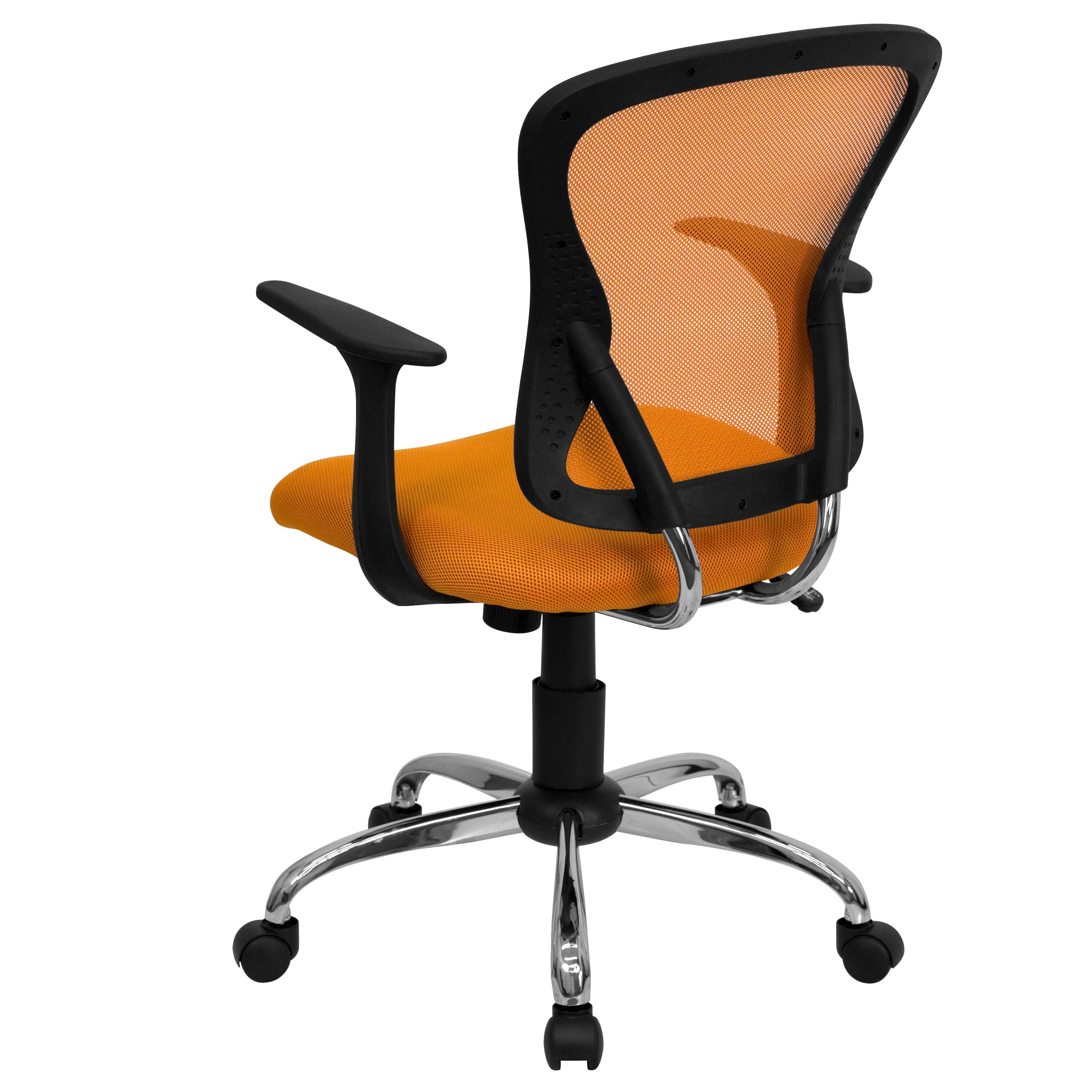 Alt View 5. Emma + Oliver - Mid-Back Mesh Swivel Task Office Chair with Chrome Base and Arms - Orange.