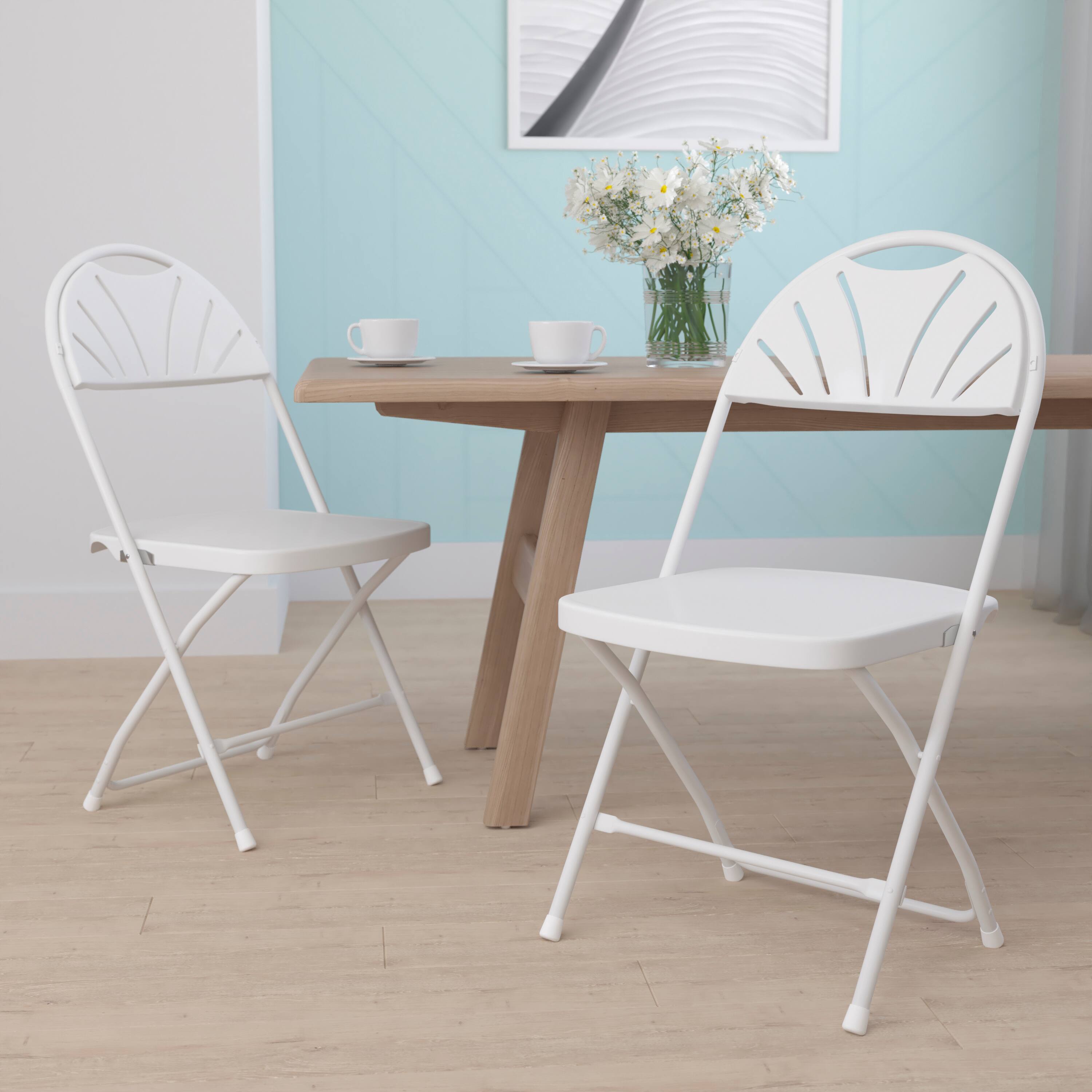 Alt View 2. Emma + Oliver - 2 Pack Wedding Party Event Fan Back Plastic Folding Chair Home Office - White.