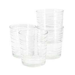 Gibson - Home 4 Piece 13.5 Ounce Swirl Double Old-Fashioned Glassware Set - Clear