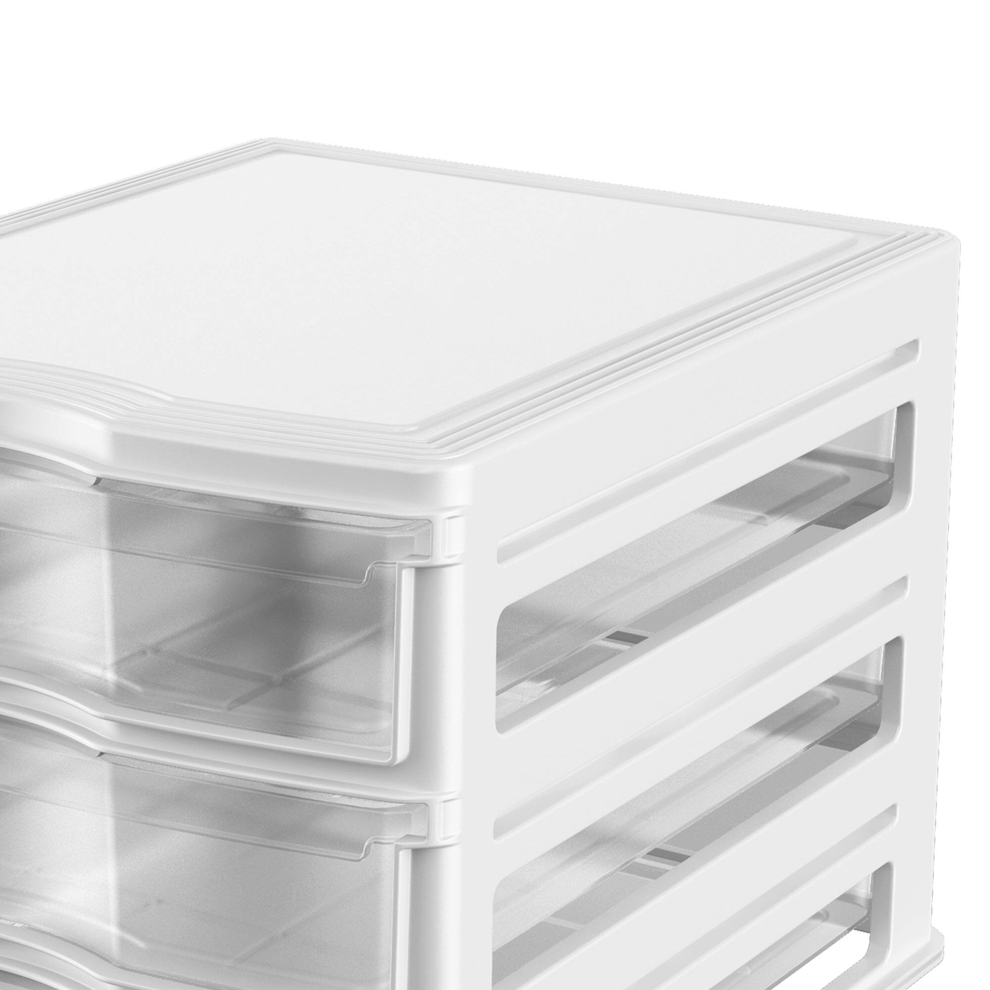 Alt View 10. Life Story - Life Story 3 Drawer Stackable Shelf Organizer Plastic Storage Drawers, White.