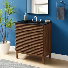 Modway - Render Bathroom Vanity with Black Basin Included - Walnut Black
