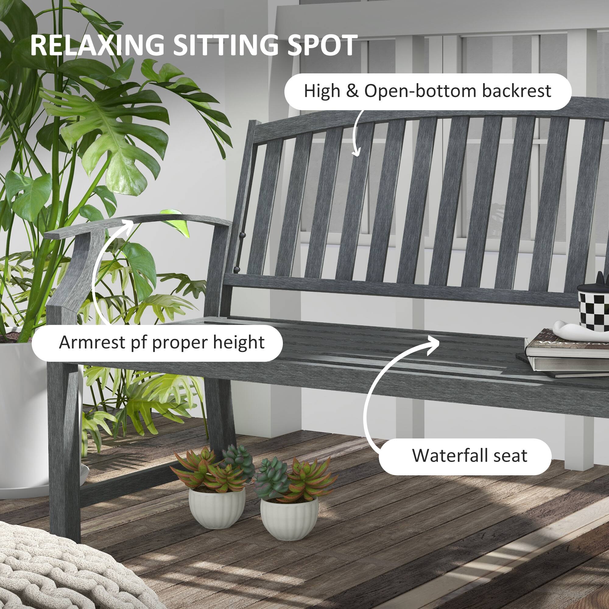RELAXING SITTING SPOT
High & Open-bottom backrest
Armrest pf proper height
Waterfall seat