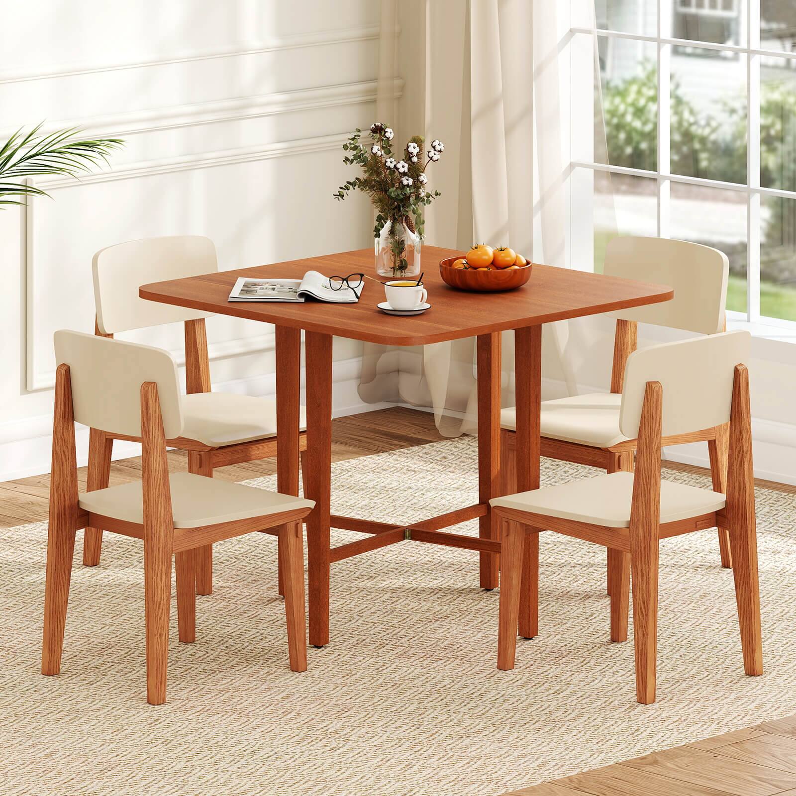 Alt View 4. Costway - Costway Foldable Dining Table for 2-4 People Extendable Table with Rubber Wood Legs - Walnut.