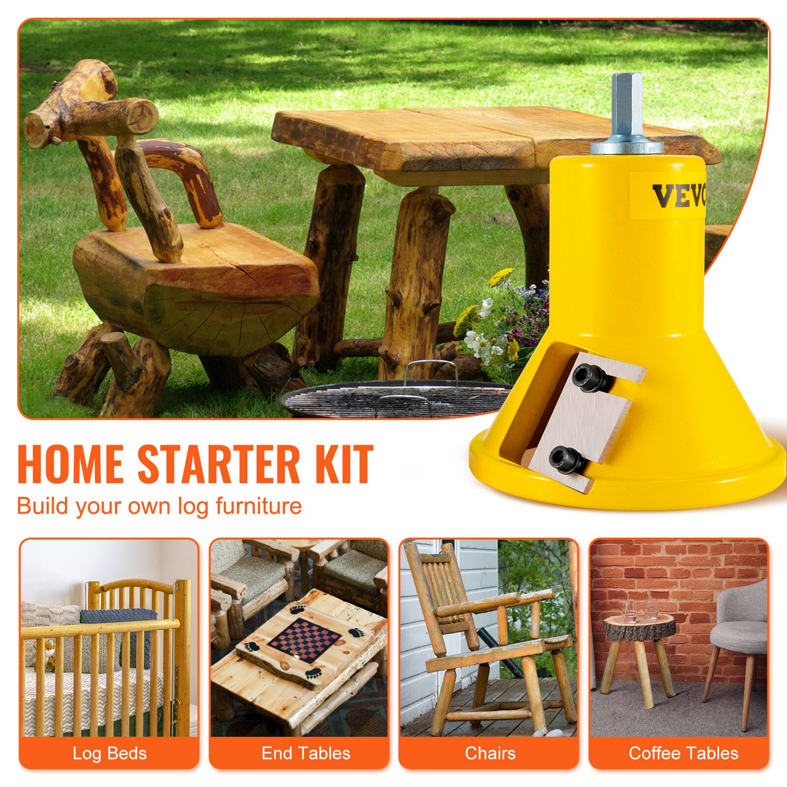 **HOME STARTER KIT**  
Build your own log furniture

- Log Beds
- End Tables
- Chairs
- Coffee Tables