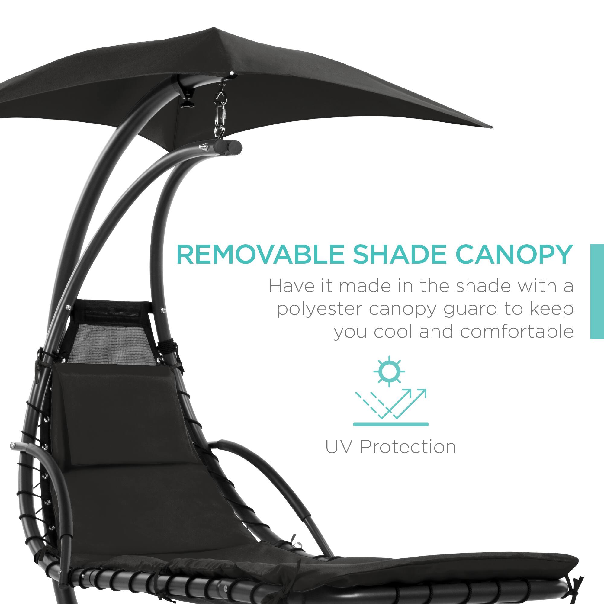 REMOVABLE SHADE CANOPY  
Have it made in the shade with a polyester canopy guard to keep you cool and comfortable  
UV Protection