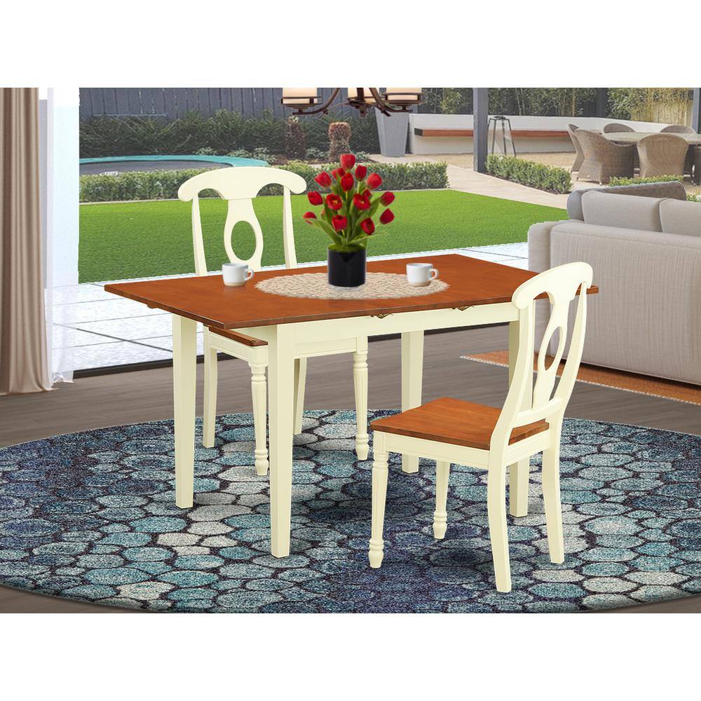 Back. East West Furniture - 3 PcTable set for 2-Dining Table and 2 dinette Chairs - Buttermilk & Cherry.